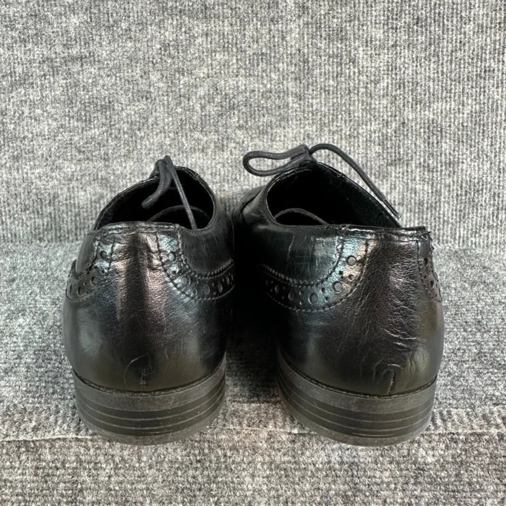 Marco Ferretti Black Leather Wingtip Brogue Oxford Dress Shoes Mens 42 Italian